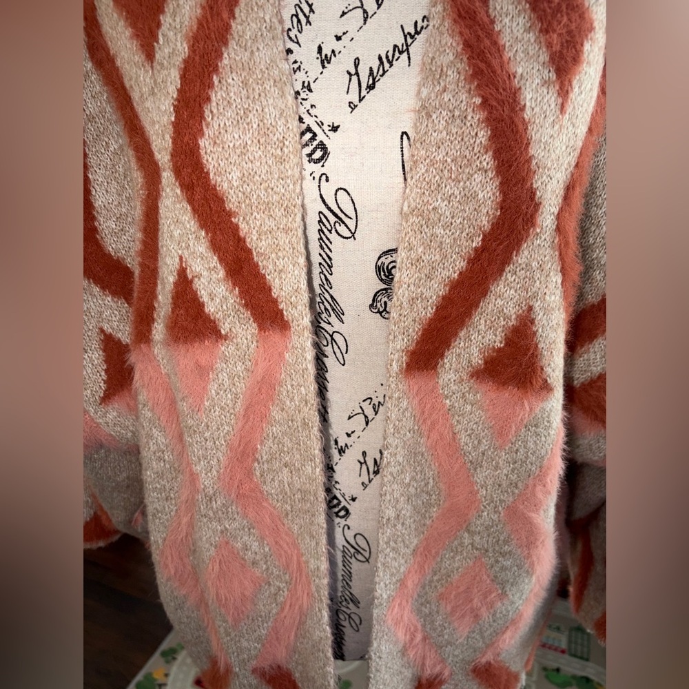 Jodifl open-front geometric diamond pattern cardigan - Picture 2 of 8